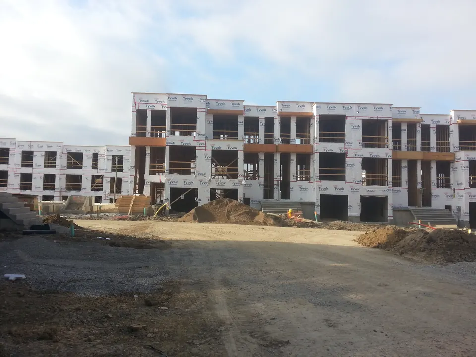 Three-storey stacked townhomes under construction